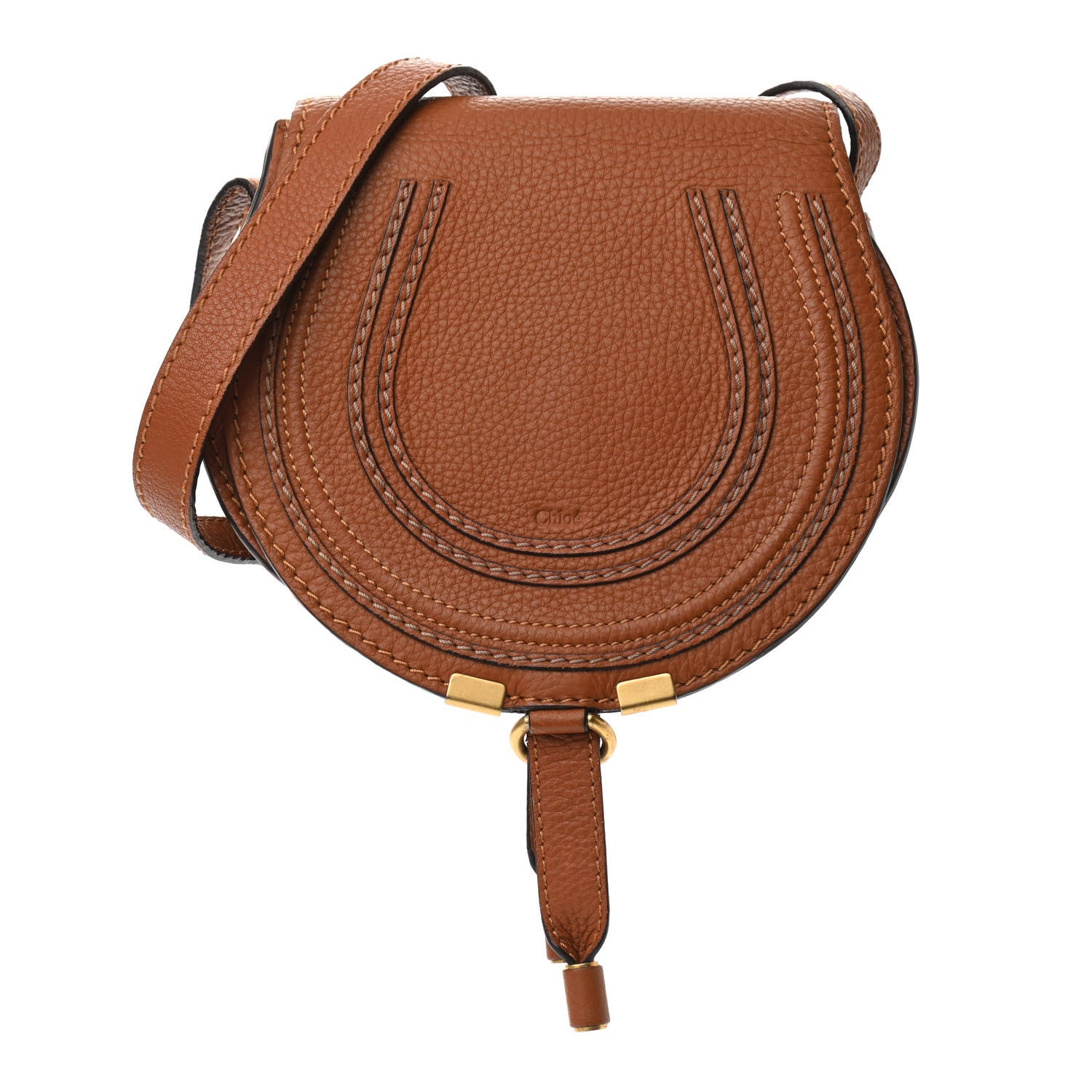Chloe Calfskin Mini Marcie Round Crossbody Bag Tan 1 of 15