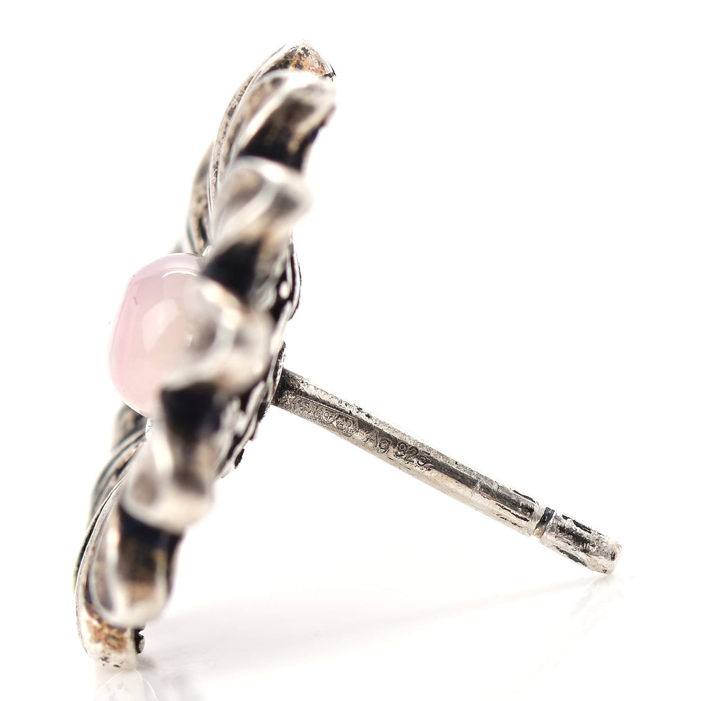 Sterling Silver Pink Mother of Pearl Flower Marmont Double G Earrings