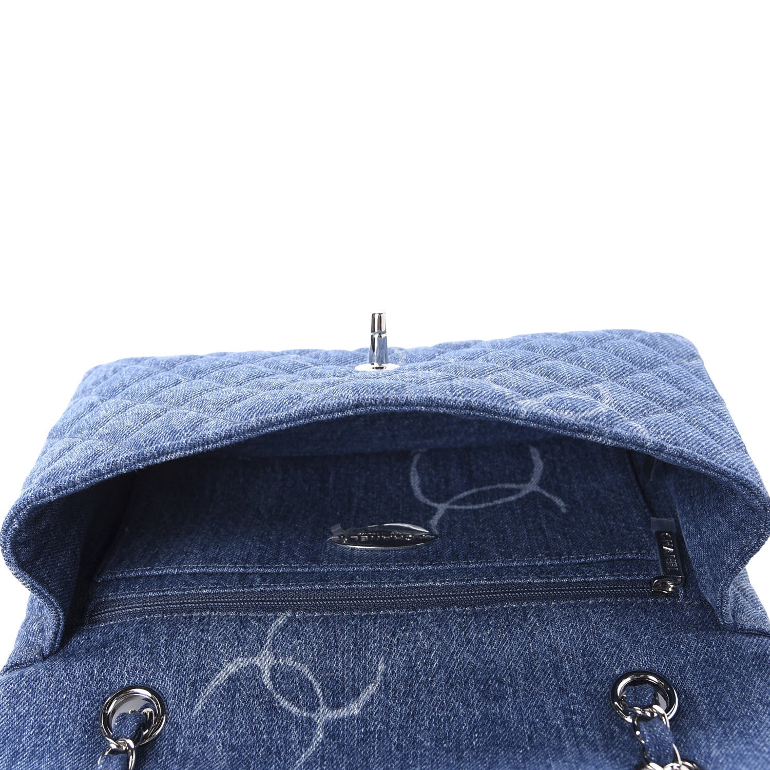 Chanel Denim Quilted CC Print Medium Single Flap Blue 6 of 12