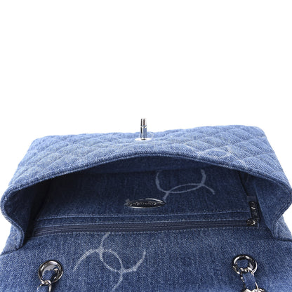 Chanel Denim Quilted CC Print Medium Single Flap Blue 6 of 12
