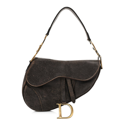 Christian Dior Distressed Calfskin Saddle Bag Brown 1 of 10