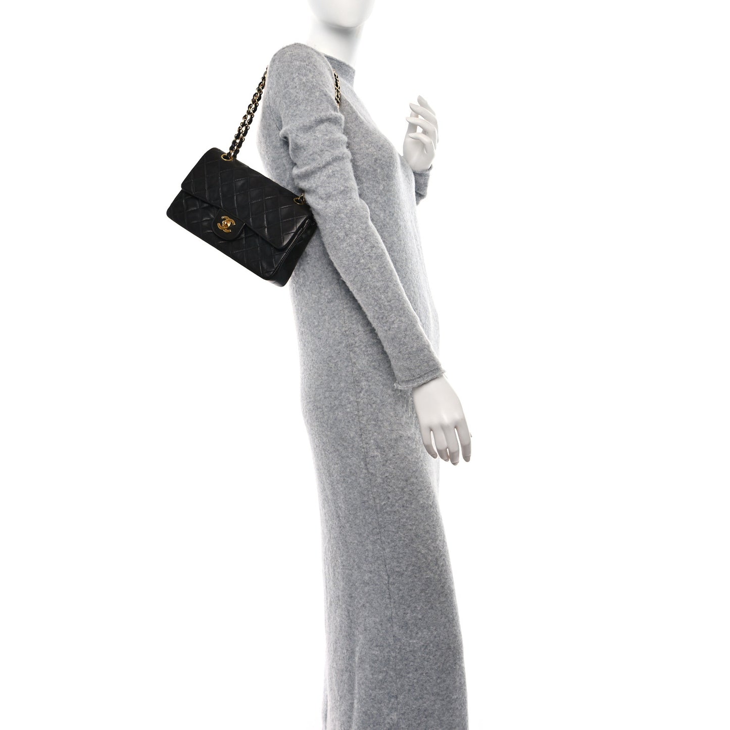 Lambskin Quilted Small Double Flap Black