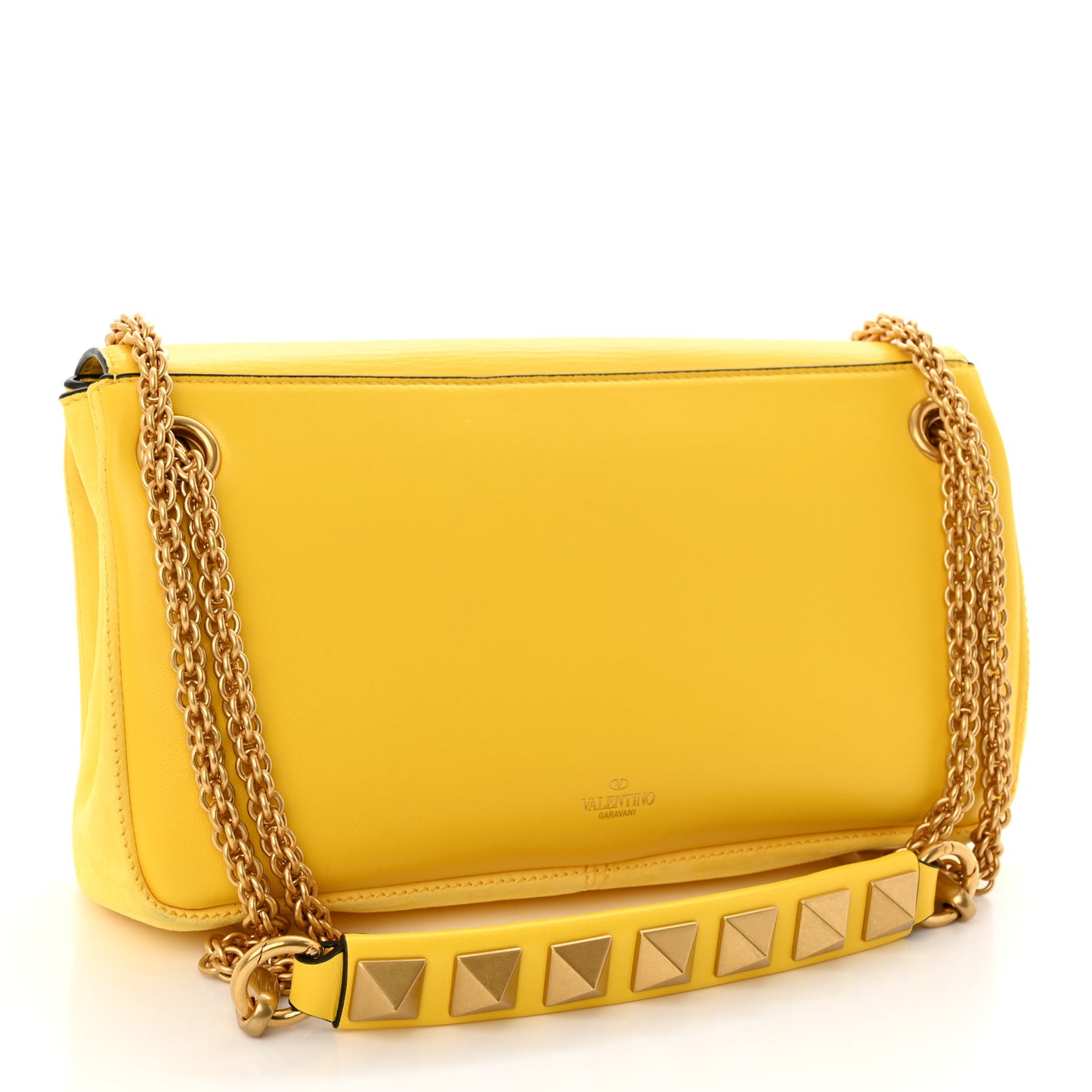 Nappa Stud Sign Shoulder Bag Bright Lemon