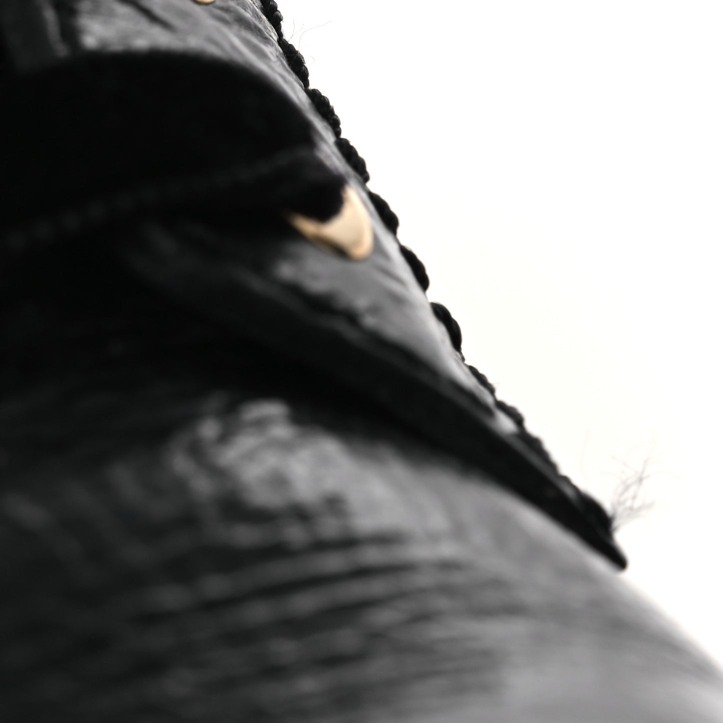 Shiny Calfskin Velvet Pearl Combat Short Boots 38 Black