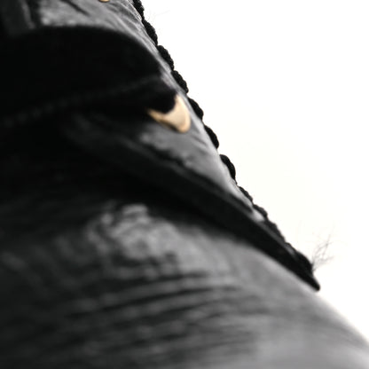 Chanel Shiny Calfskin Velvet Pearl Combat Short Boots 38 Black 14 of 14
