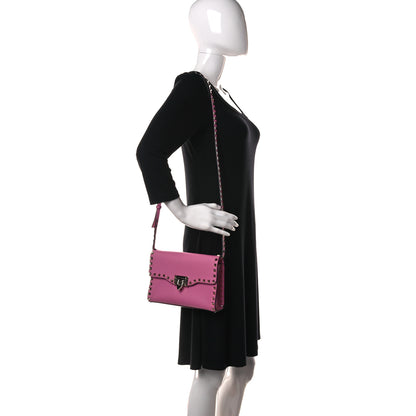 Valentino Garavani Pebbled Calfskin Medium Rockstud Flip Lock Crossbody Bag Ninphea 2 of 9