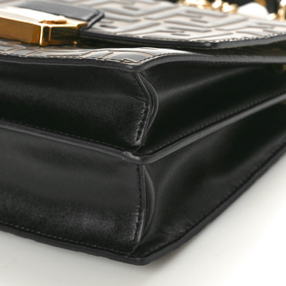 Fendi Vitello Liberty Bi-Color FF 1974 Embossed Small Kan U Shoulder Bag Maya Black 10 of 10