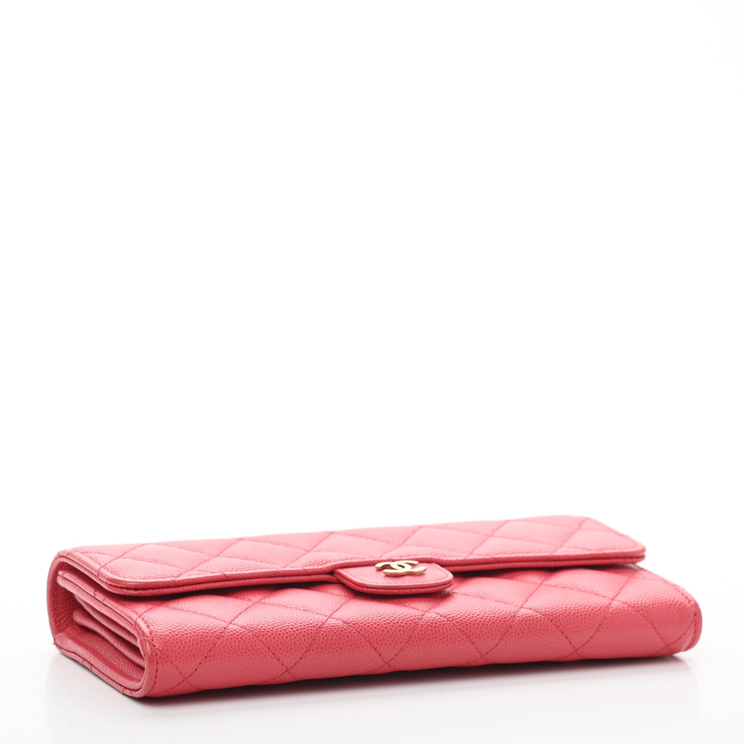 Chanel Caviar Quilted Large Gusset Flap Wallet Pink 4 of 9