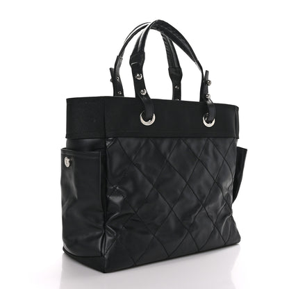 Chanel Coated Canvas Quilted Large Paris Biarritz Tote Black 4 of 10