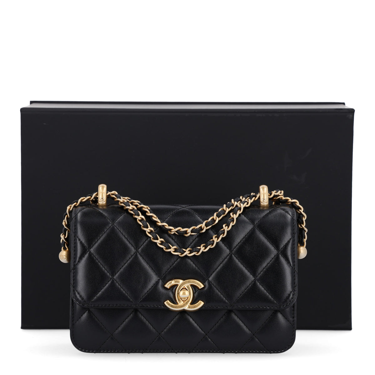 Calfskin Quilted Mini Perfect Fit Flap Black Black Black