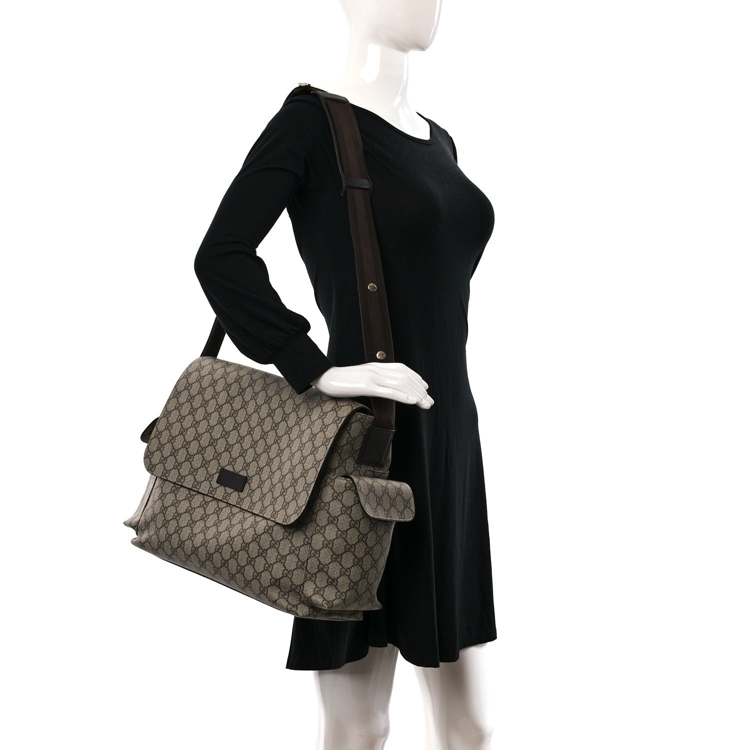 Gucci GG Plus Monogram Messenger Diaper Bag Dark Brown 2 of 9