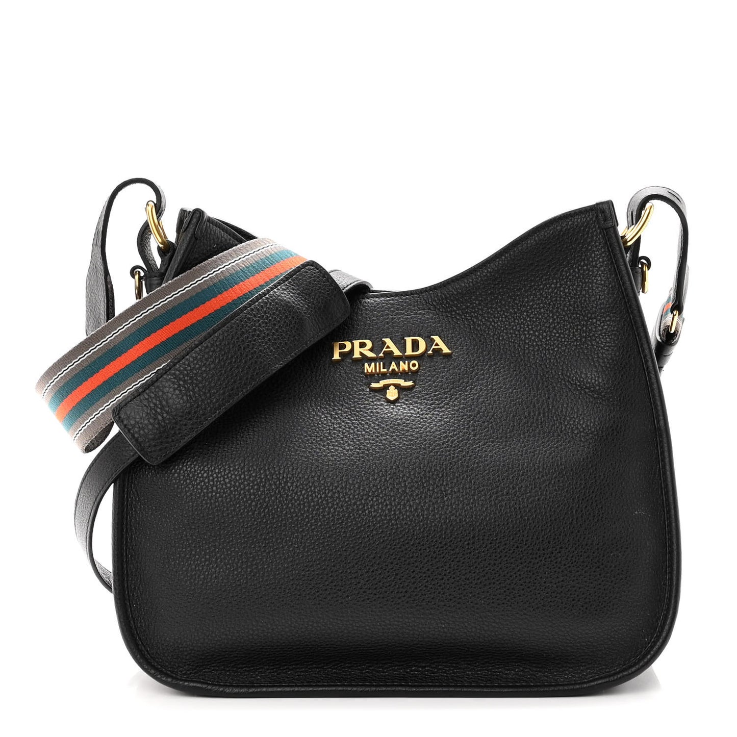 Vitello Daino Soft Zippered Messenger Hobo Black