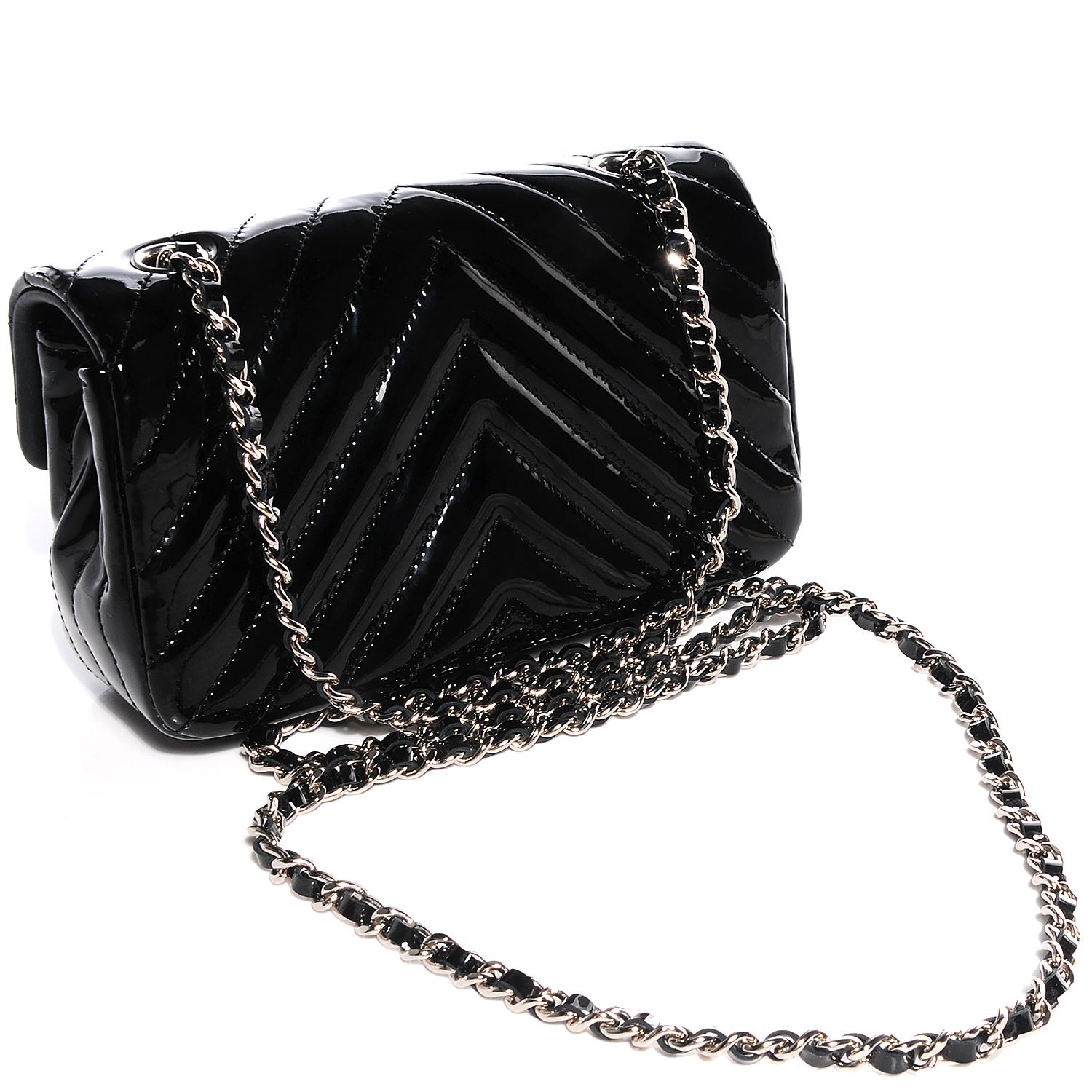 Chanel Patent Chevron Quilted Extra Mini Flap Black 3 of 8
