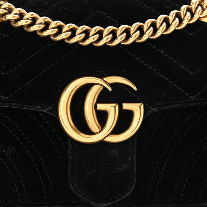 Gucci Velvet Matelasse Mini GG Marmont Shoulder Bag Black 8 of 11