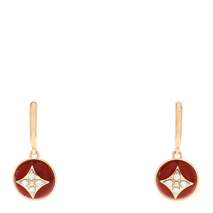 Louis Vuitton 18K Yellow White Gold Diamond Carnelian B Blossom Earrings 1 of 5