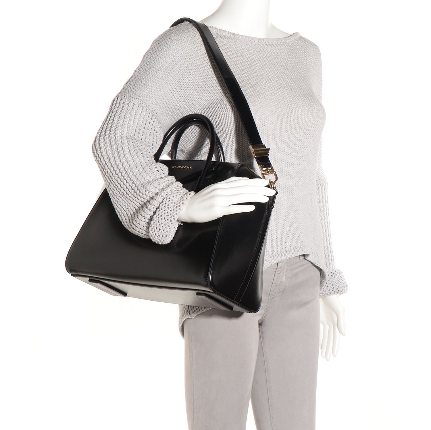 Givenchy Shiny Lord Calfskin Medium Antigona Black 2 of 13