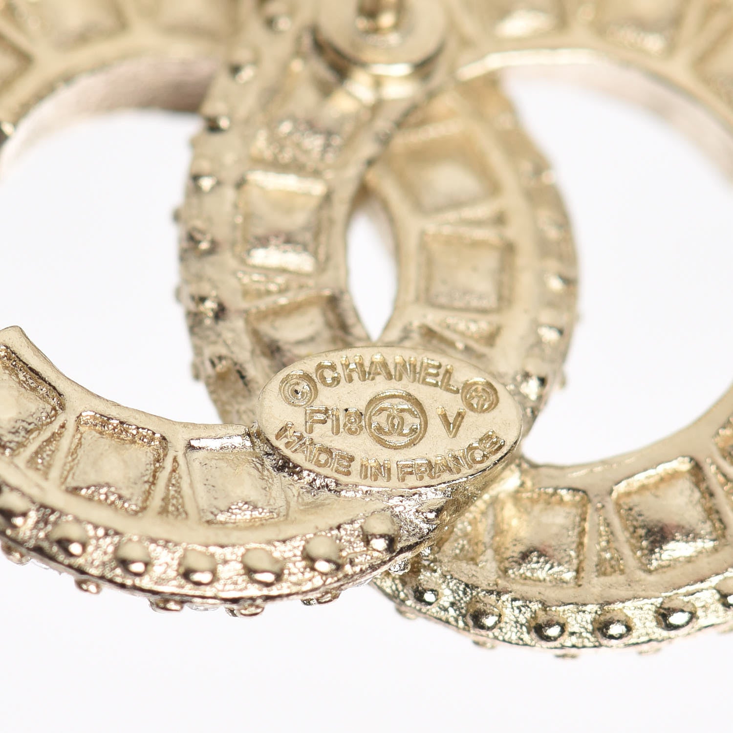 Chanel Crystal CC Earrings Gold 5 of 6