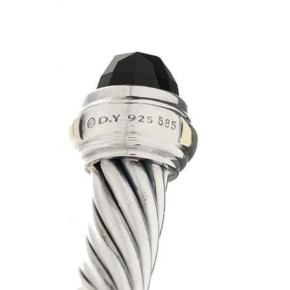 David Yurman Sterling Silver 14K Yellow Gold Black Onyx 7mm Cable Classics Bracelet 3 of 4