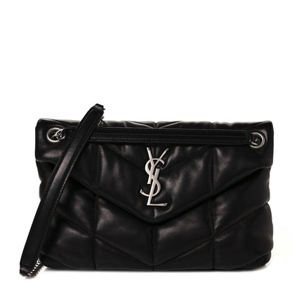 Saint Laurent Lambskin Quilted Small Loulou Puffer Monogram Chain Satchel Black 1 of 11