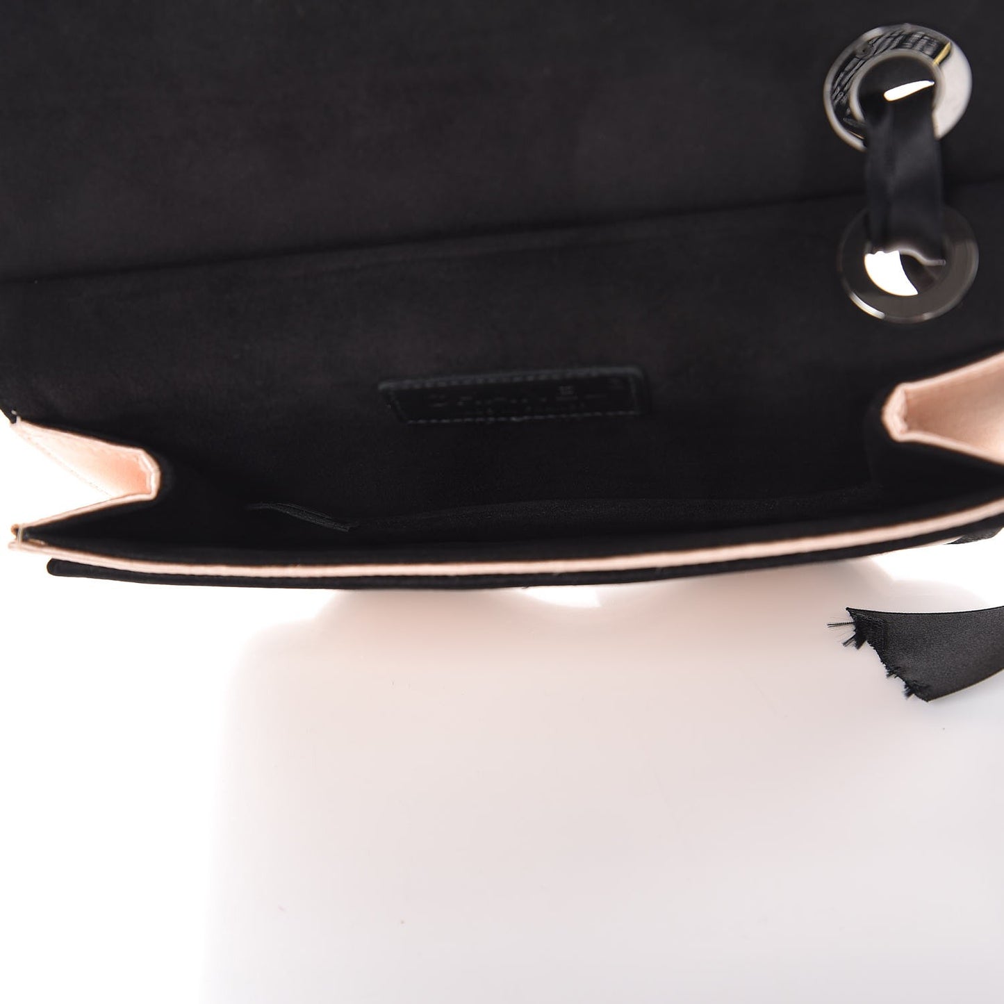 Satin Bow Flap Clutch Pink Black