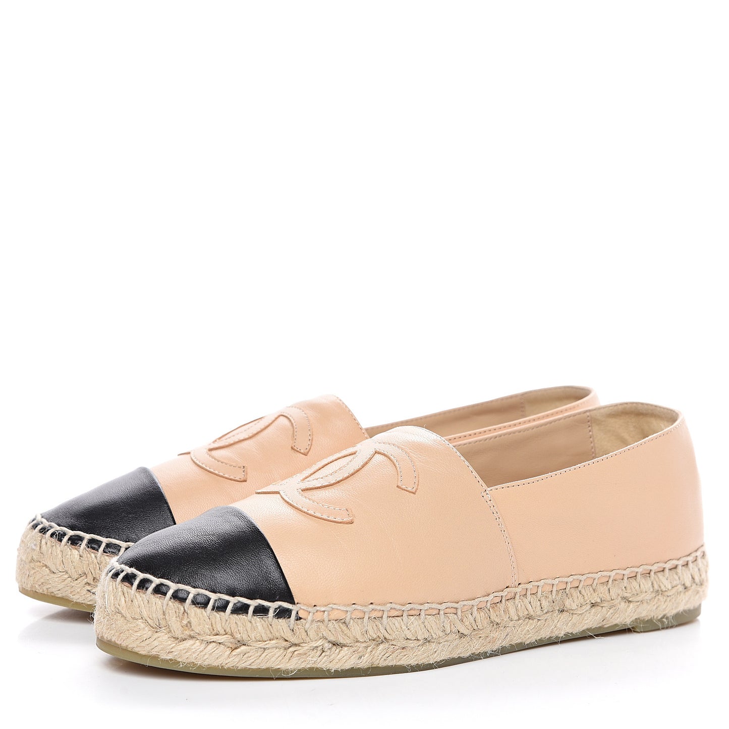 Lambskin CC Espadrilles 37 Beige Black