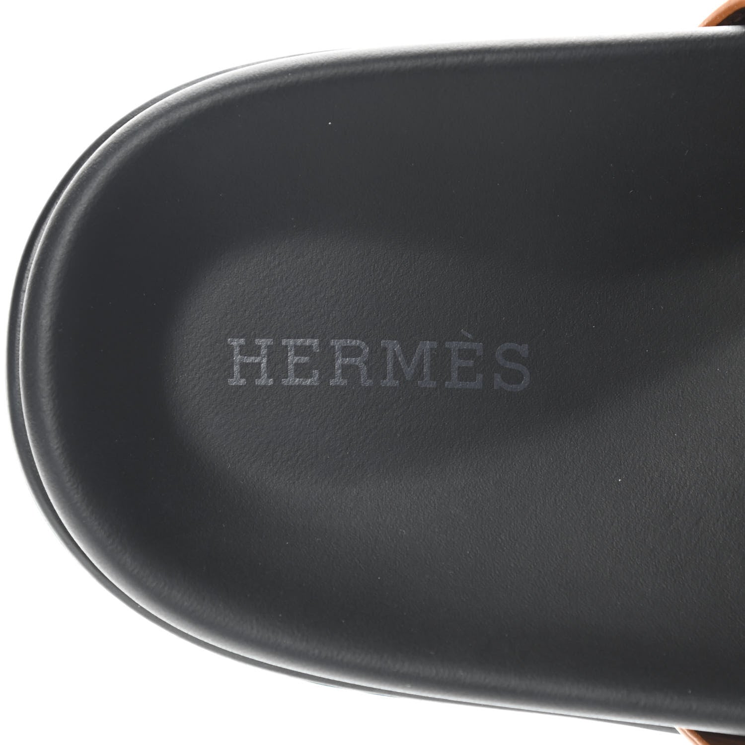 Hermes Calfskin Womens Chypre Sandals 38 Gold 7 of 8
