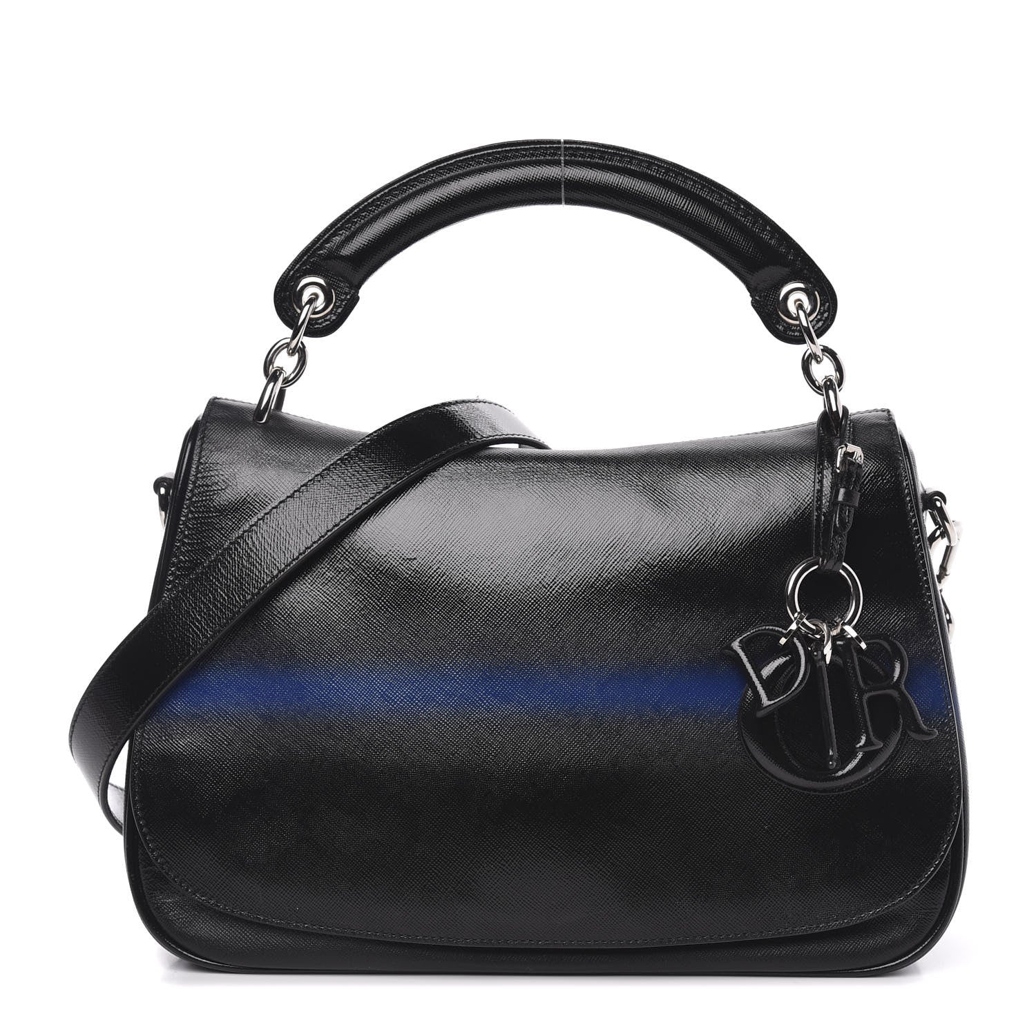 Christian Dior Grained Calfskin Stripe Dune Flap Black 1 of 10