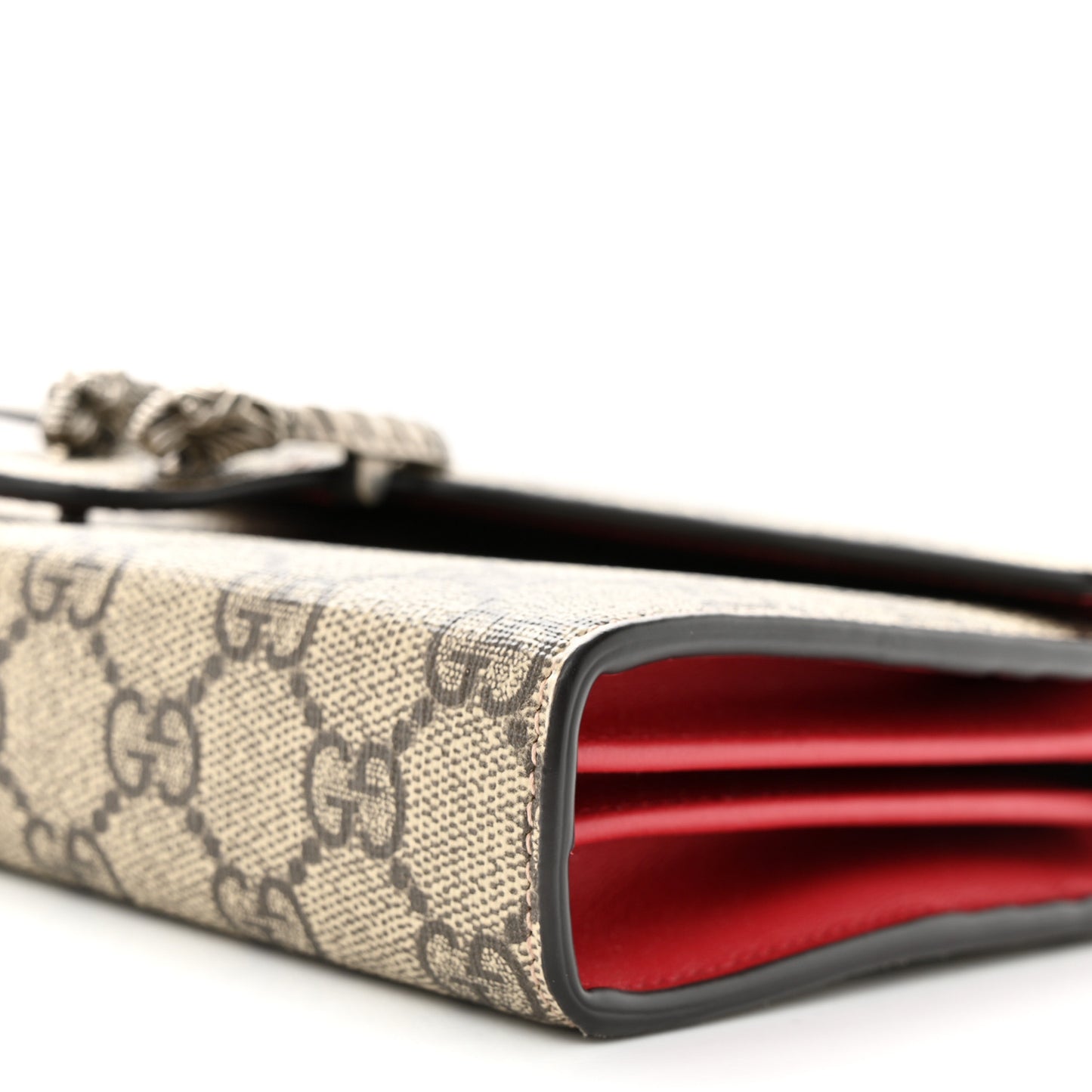 GG Supreme Monogram Mini Dionysus Chain Wallet Beige Vulcanic Red