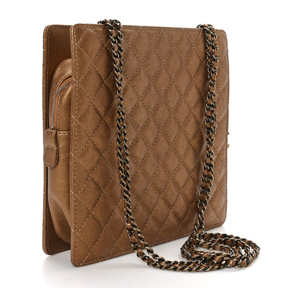 Chanel Metallic Lambskin Quilted Shoulder Bag Bronze 3 of 9