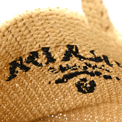 Prada Yarn Raffia Effect Crochet Embroidered Small Logo Tote Naturale 11 of 12