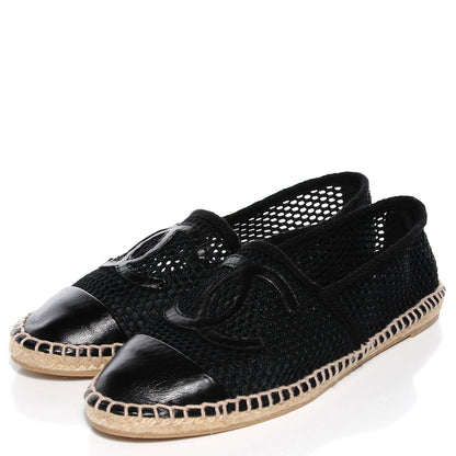 Chanel Mesh Lambskin Espadrilles 37 Black 3 of 7