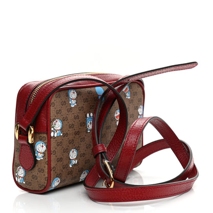 Gucci X DORAEMON Mini Vintage GG Supreme Monogram Camera Bag Beige Cherry Red 3 of 11