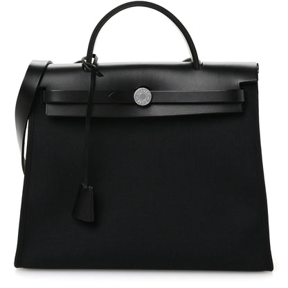 Hermes Military Toile Vache Hunter Herbag Zip PM 31 Black 1 of 11