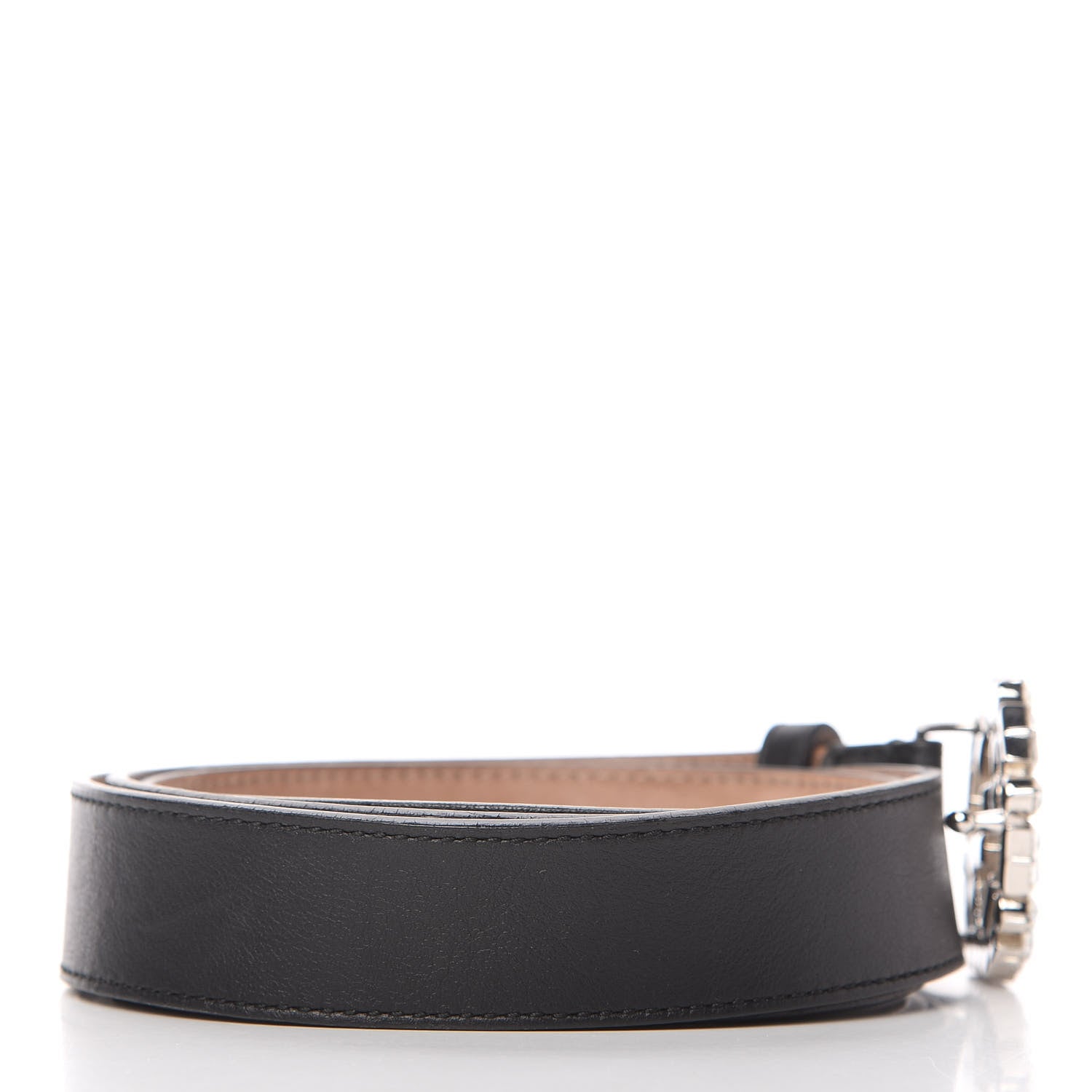 Gucci Calfskin Crystal Interlocking G Belt 100 40 Black 3 of 4