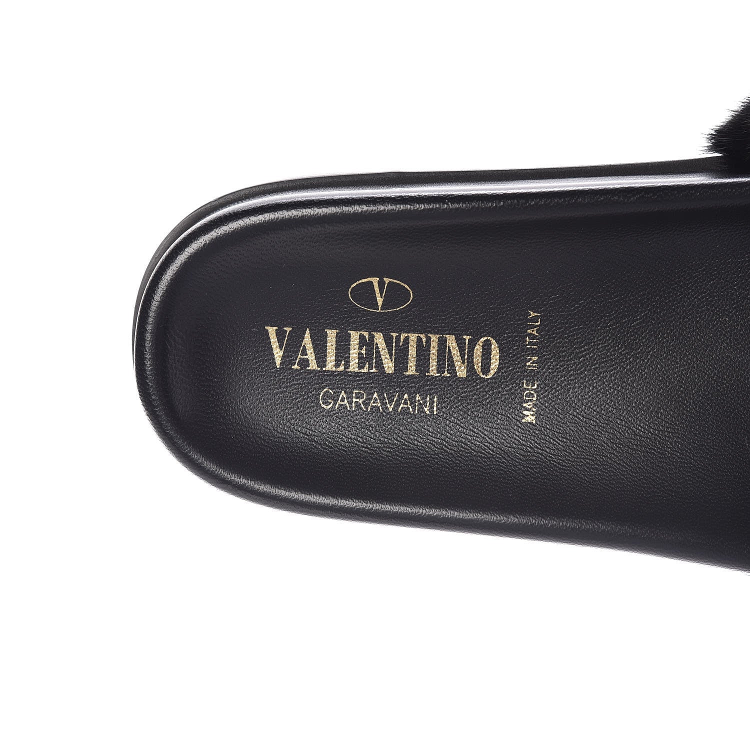 Valentino Garavani Mink Fur Rockstud Slide Sandals 38 Black 7 of 8