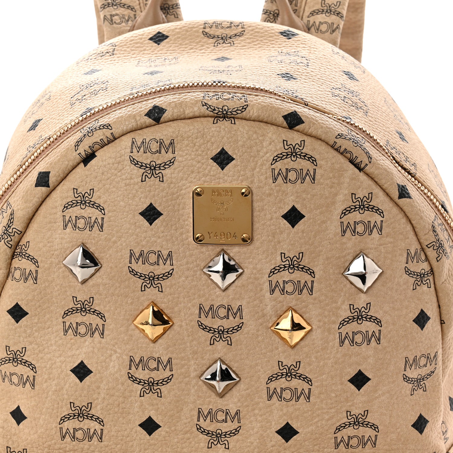 MCM Visetos Medium Sprinkle Stud Stark Backpack Beige 8 of 13