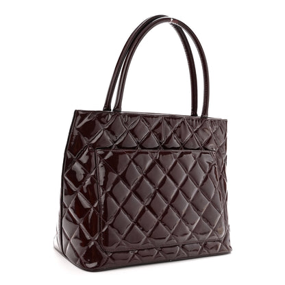 Chanel Patent Quilted Medallion Tote Burgundy 3 of 16