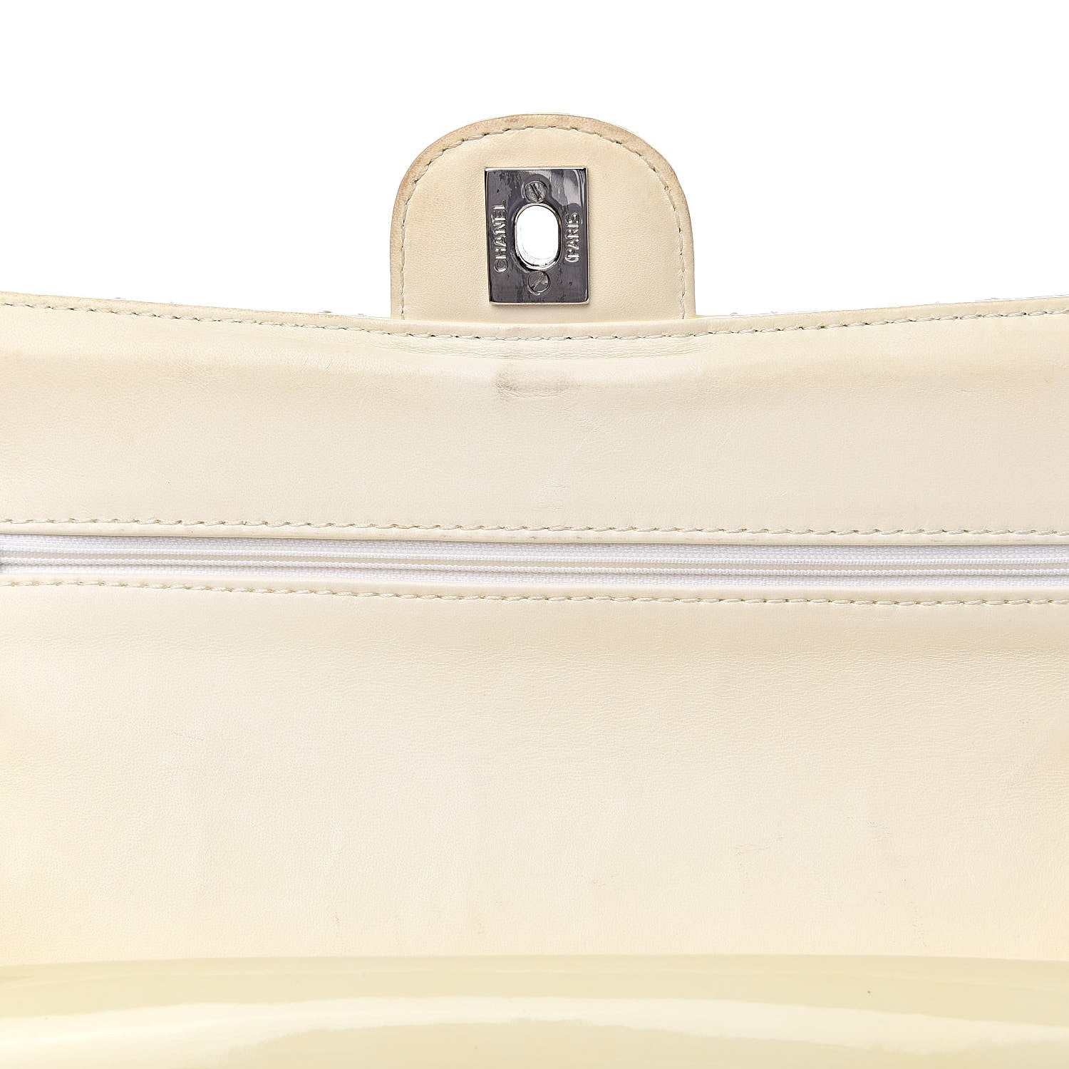 Chanel Patent Quilted Medium Double Flap Ivory 9 of 26