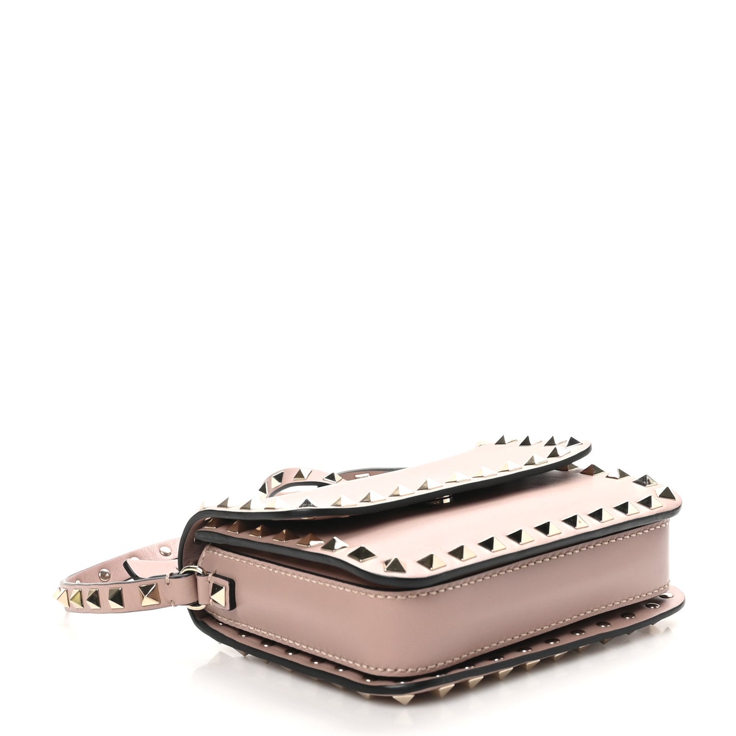 Vitello Rockstud Flap Crossbody Bag Water Rose
