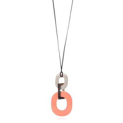Hermes Lacquered Wood Buffalo Horn Kara Necklace Mink Saumon 1 of 5