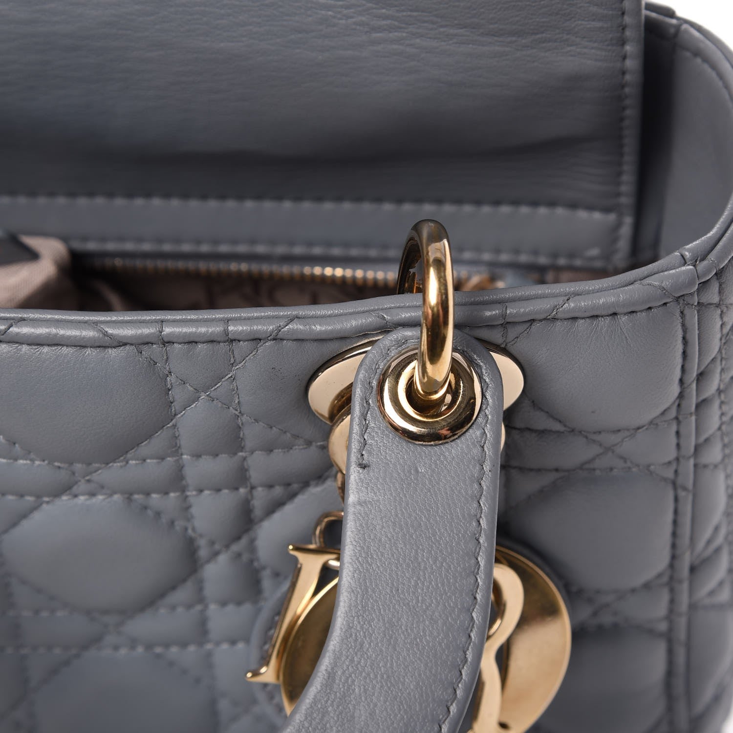 Christian Dior Lambskin Cannage Small Lucky Badges My Lady Dior Grey 15 of 18