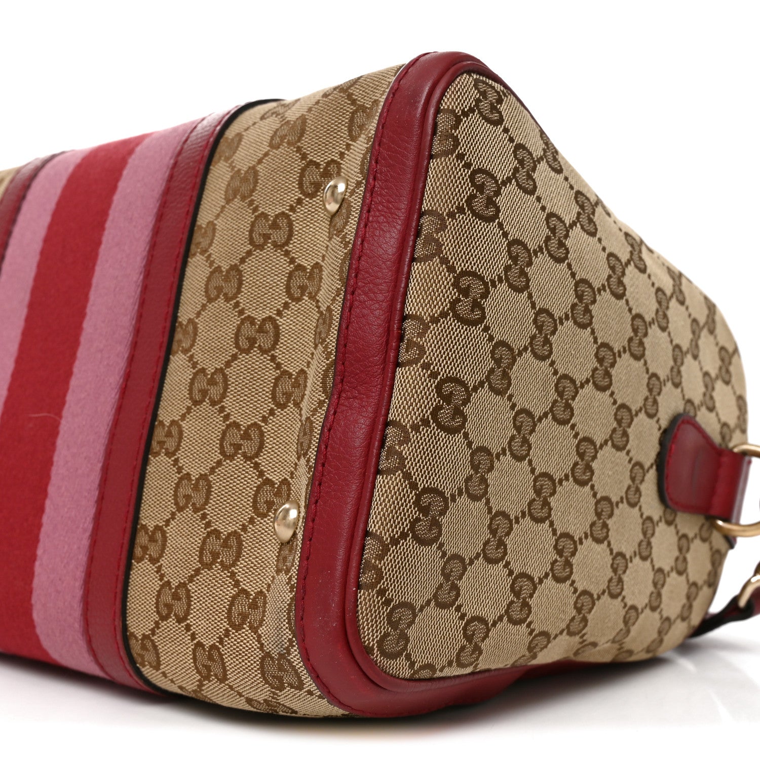 Gucci Monogram Cellarius Calfskin Vintage Web Medium Boston Beige Ebony Soft Burgundy Peonia Flower 10 of 10