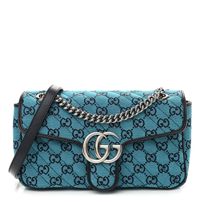 Gucci Monogram Multicolor Matelasse Diagonal Small GG Marmont Shoulder Bag Light Blue 1 of 10