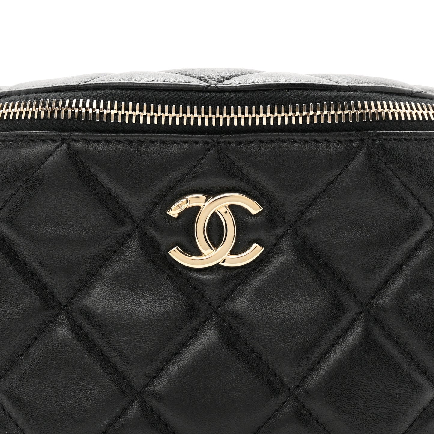 Lambskin Quilted Resin Bi-Color Waist Bag Fanny Pack Black