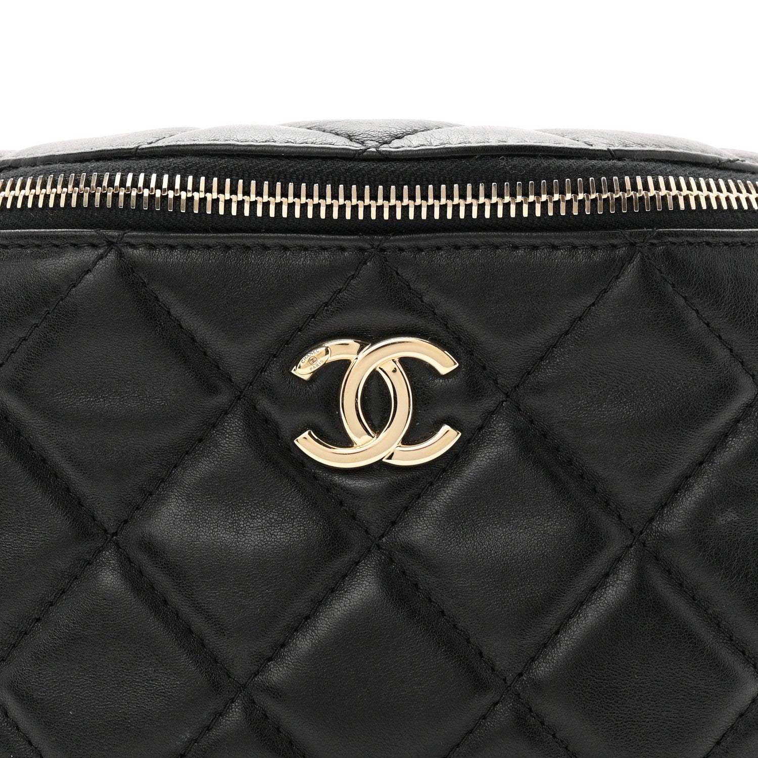 Chanel Lambskin Quilted Resin Bi-Color Waist Bag Fanny Pack Black 8 of 10