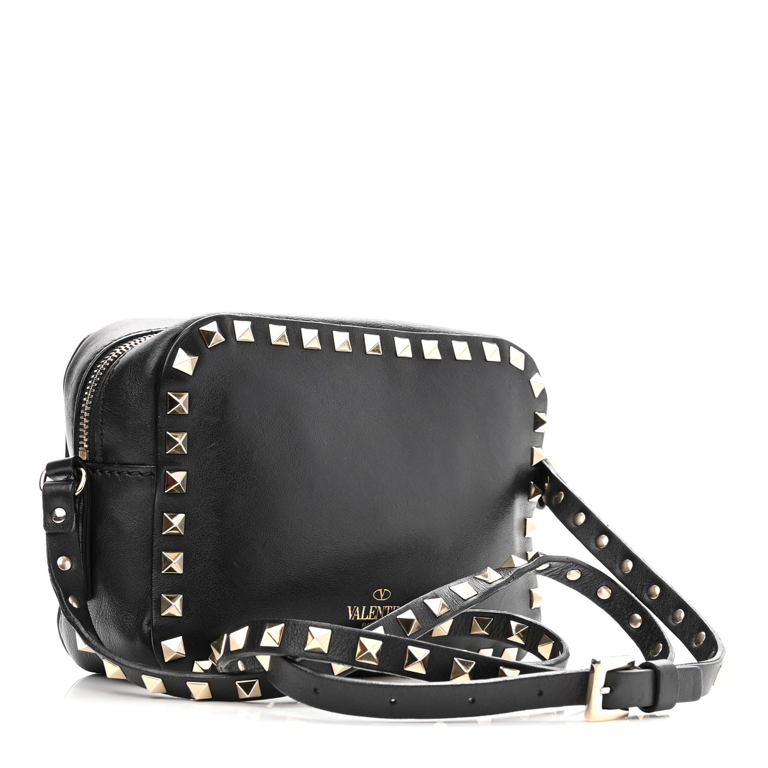 Valentino Garavani Calfskin Rockstud Camera Crossbody Bag Black 3 of 12