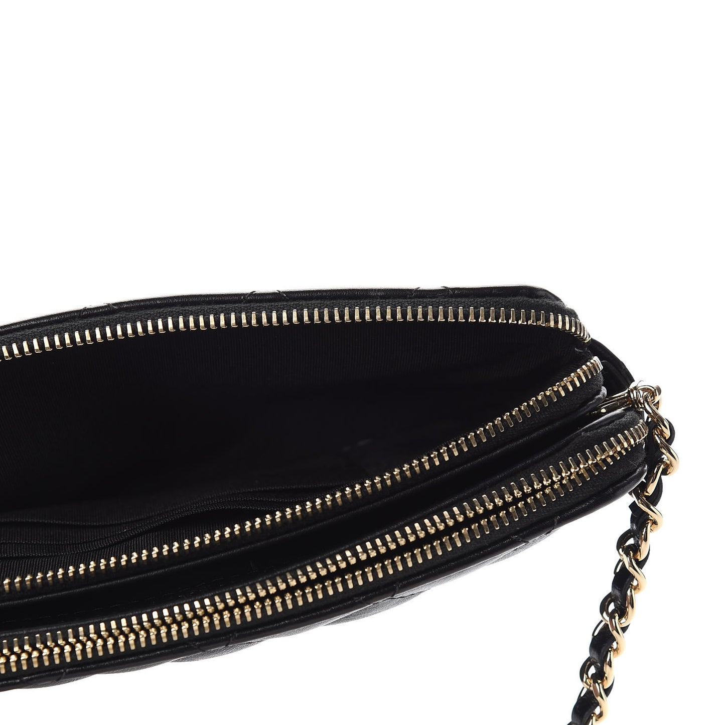 Calfskin Quilted Pearl Small Clutch With Chain Black