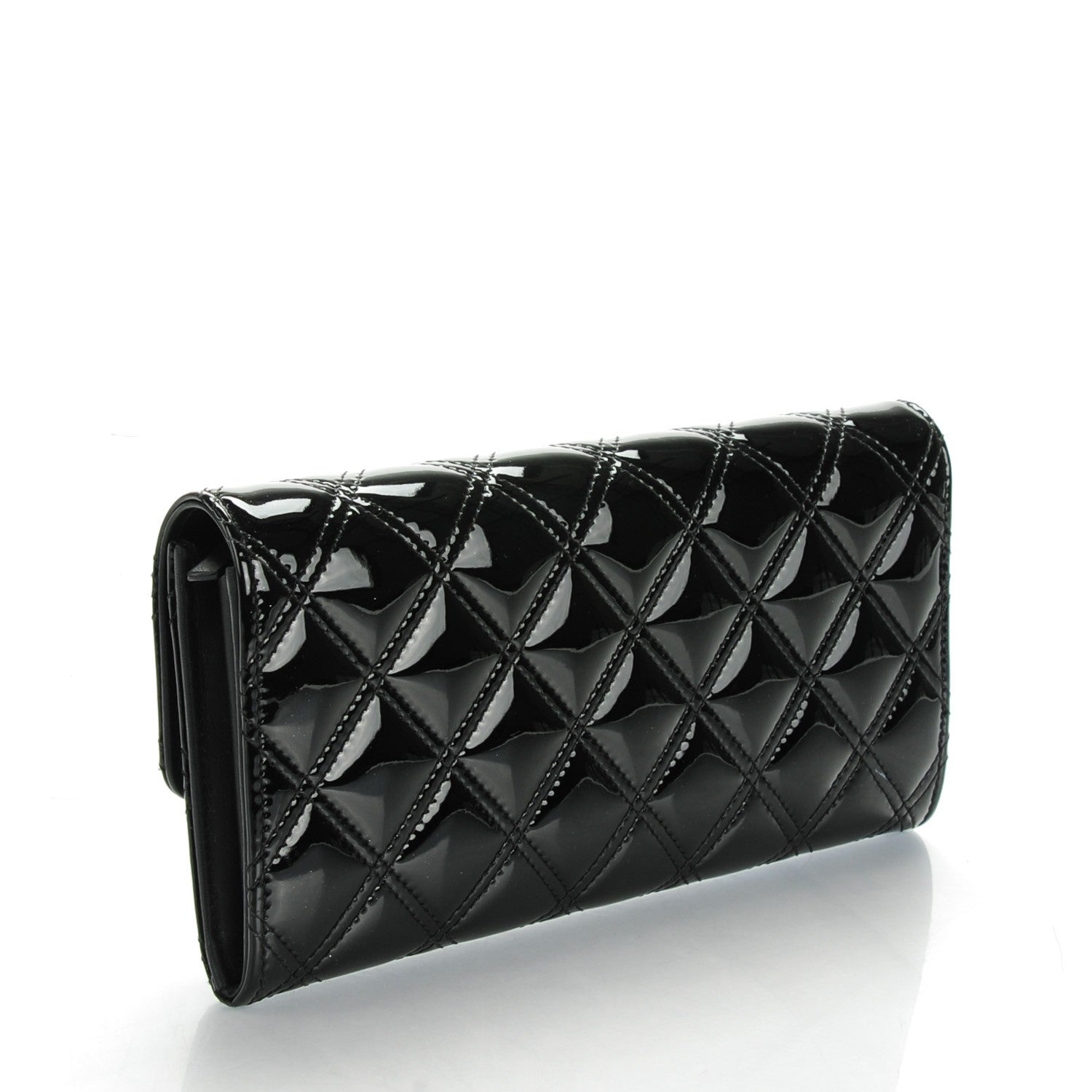 Chanel Patent CC Large Gusset Flap Wallet Black 3 of 8