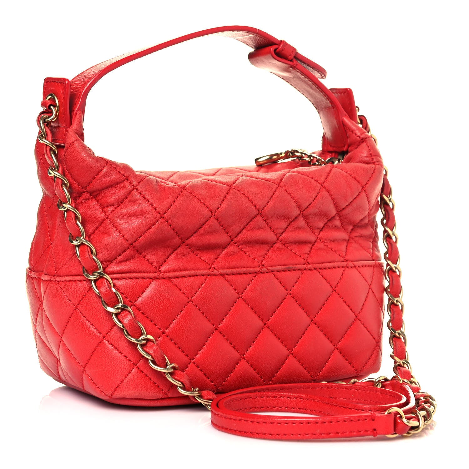 Chanel Lambskin Quilted Small Hobo Red 3 of 19