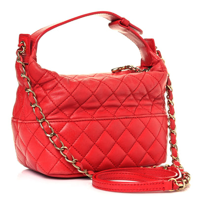 Chanel Lambskin Quilted Small Hobo Red 3 of 19